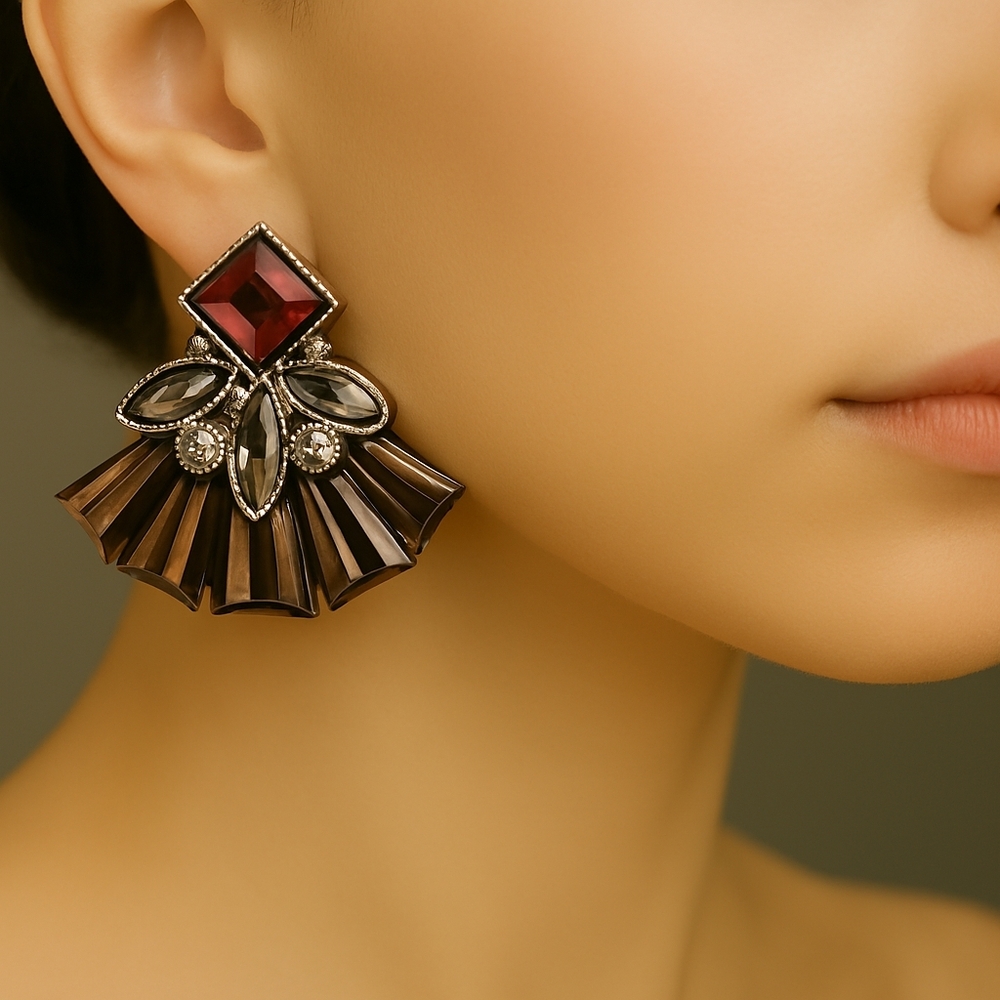 Robert Rose Silver tone Colorful Crystal post Earrings - Women's Fashion Jewelry